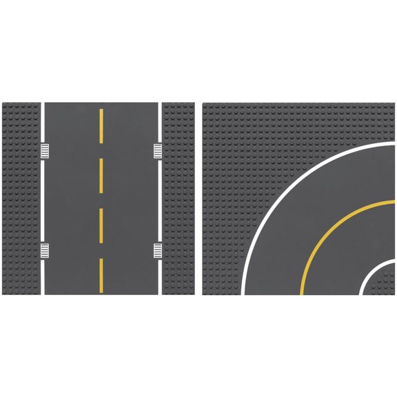 IMEX Build a Road Baseplate Set- 4 Straight and 4 Curved Roads, 10" x 10"