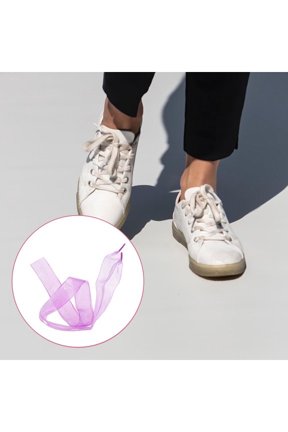1Pair Ribbon Shoelaces for Sneakers and Boots Lavender Flat Shoelace
