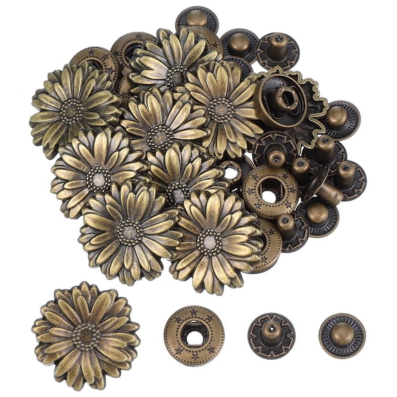 IMIKEYA 10 Sets Flower Snap Buttons Daisy Shape Golden Fastening for Clothing Design DIY Craft Accessories