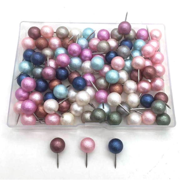 IMIKEYA 100Pcs Wear Resistant Map Pushpins Assorted Color Thumb Tacks for Posters Craft and Geography