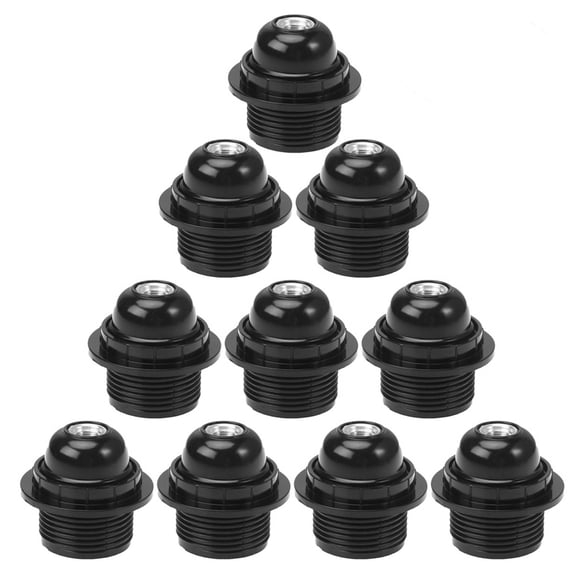 IMIKEYA 10Pcs E26 Black Round Lamp Socket Holders with Screw Terminals for LED and Light Bulb Installation