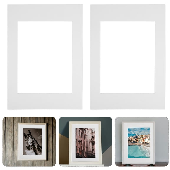 IMIKEYA 10Pcs White Picture Frame Mats with Round and Square Cutouts for DIY Photo Matting