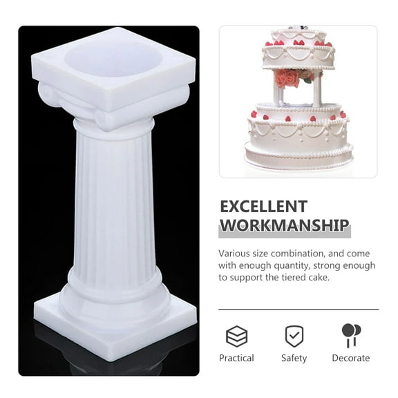 IMIKEYA 12Pcs Cake Columns Pillars Set White Plastic Cake Support for Family Photo Props
