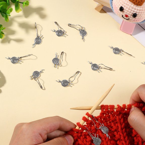 IMIKEYA 12Pcs Plated Silver Metal Stitch Rings for Knitting Durable Lightweight Crochet Accessories
