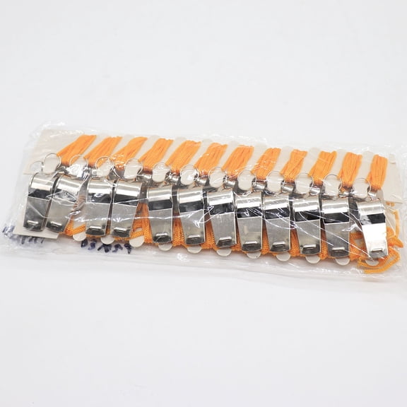 IMIKEYA 12Pcs Plated Silver Steel Whistle Metal Fan Whistle Lightweight Durable with Carry String