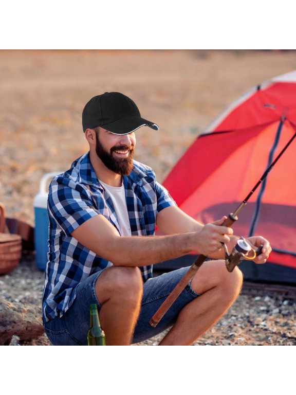 Black Lighted Hat, Adjustable Breathable Outdoor Cap for Night Running and Camping