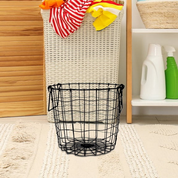 IMIKEYA 1Pc Black Metal Clothes Storage Container Large Capacity Hollow Design