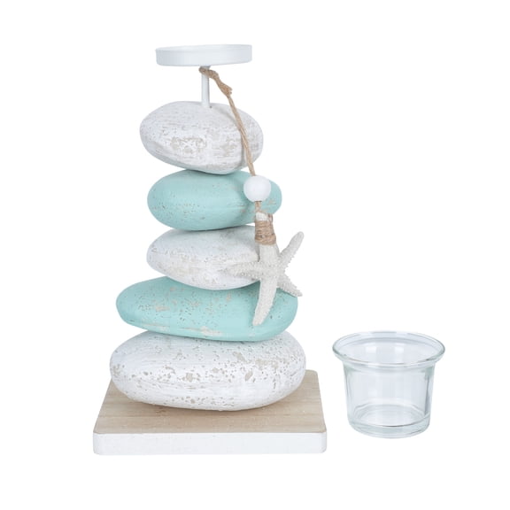 IMIKEYA Sky Stone Candle Holder with Wood and Glass Base for Elegant and Stylish Home Decoration