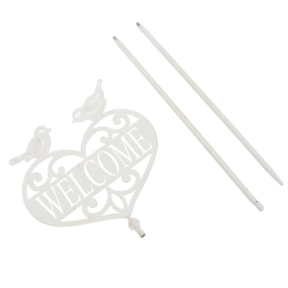 IMIKEYA 1Pc White Metal Welcome Sign Stake for Garden Lawn Outdoor Decoration