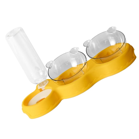 IMIKEYA 1Pc Yellow Cat Water Dispenser with Detachable Bowls and Comfortable Eating Angle