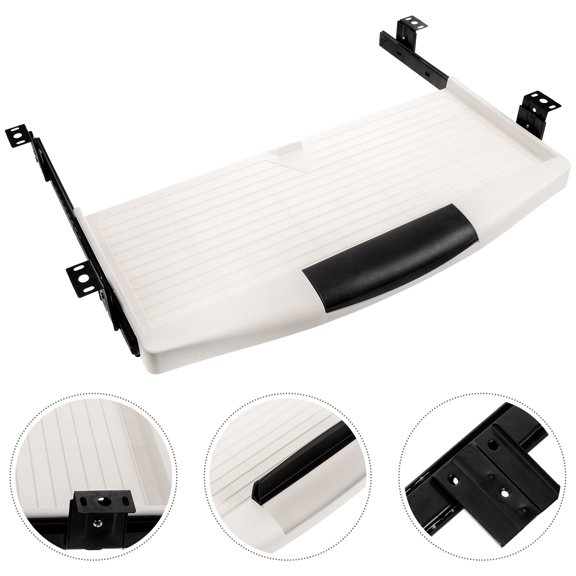 IMIKEYA 1Set Multi Functional White Keyboard Tray Slide Out with Side Mount Keyboard Guides