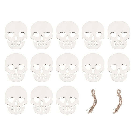 IMIKEYA 20Pcs Seasonal Decor Skull Wood Chips Ornaments Log Color Hanging Decor