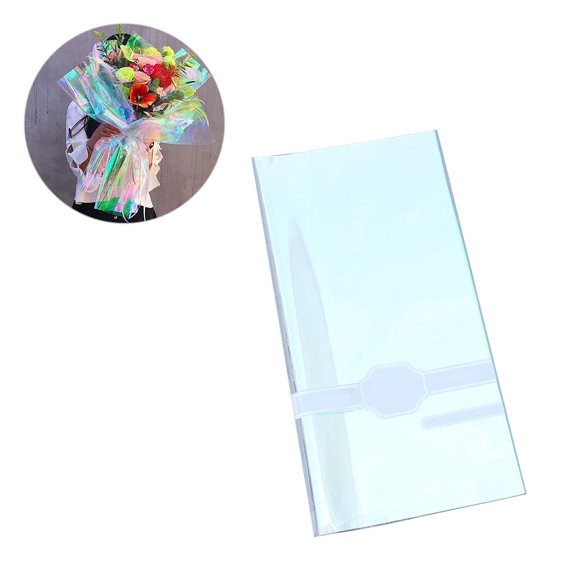 IMIKEYA 20Pcs Iridescent Multi Color Flower Wrapping Paper with Premium Tear Resistant Cellophane Film