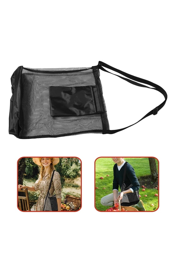 2Pcs Black Mushroom Foraging Bag Lightweight Mesh Fabric with Adjustable Shoulder Strap for Outdoor Harvesting