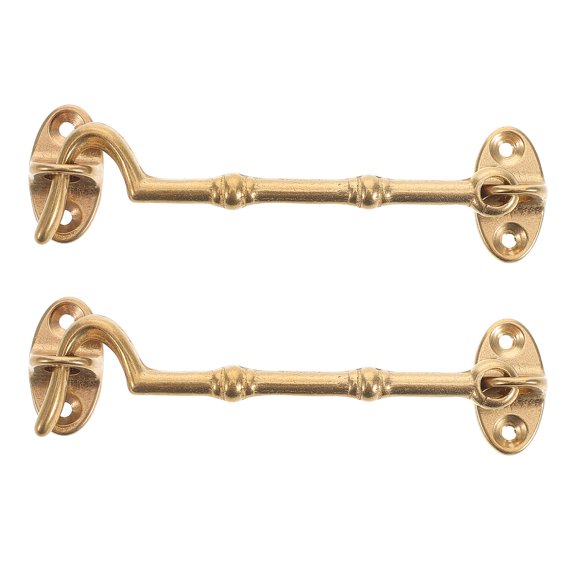 IMIKEYA 2Pcs Brass Hook Latch Lock Set Sturdy Wind Resistant Hook for Door and Window Security