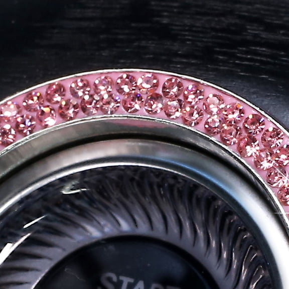 IMIKEYA 2Pcs Car Engine Decoration Ring Pink Crystal Rhinestone Ignition Button