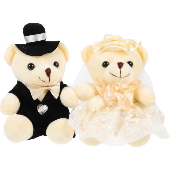 IMIKEYA 2Pcs Plush Stuffed Animal White Bears Gift For Friends And Family In Weddings