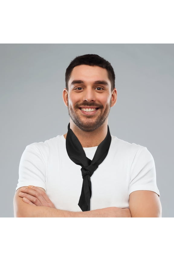 2Pcs Chef Neckerchief in Black Cotton Professional Scarf for Cooking Staff Hotel and Restaurant Use