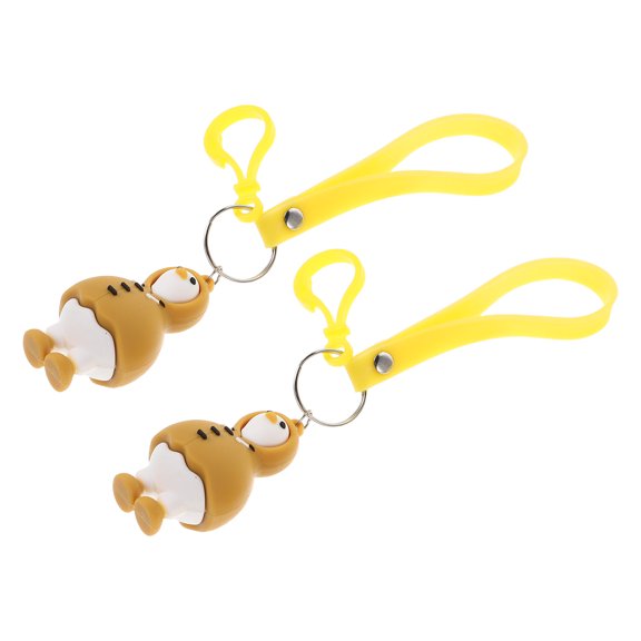 IMIKEYA 2Pcs Creative Raincoat Duck Keychain Funny Yellow Animal Pendant for Bag Accessory