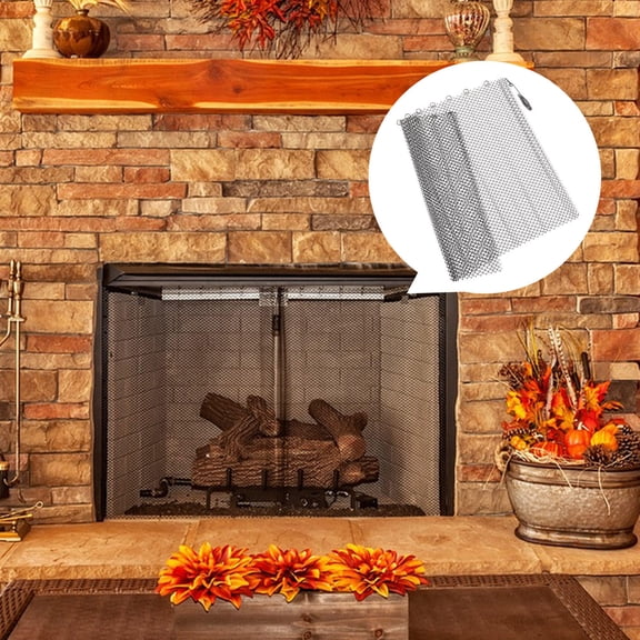 IMIKEYA 2Pcs Hearth Mesh Screen Curtains Black Metal Fireplace Panel Spark Guard
