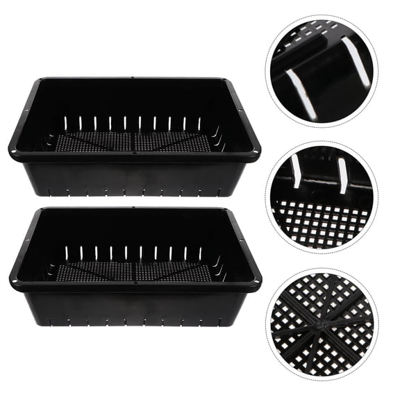 IMIKEYA 2Pcs High Bottom Black Propagator Trays Garden Starter Kit with Drainage for Plant Roots