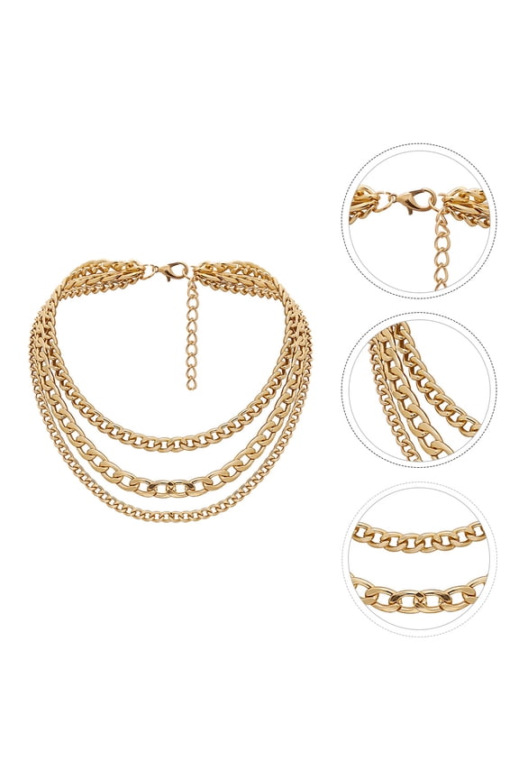 2-Pack Layered Chain Necklace Sweater Chain for Coat, Jacket, and Clavicle Decoration Accessory