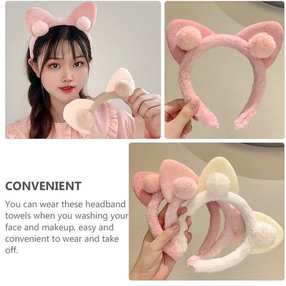 IMIKEYA 2Pcs Pink Elastic Cat Ears Hair Hoops Gentle on Hair for Home Use and Cosplay