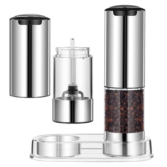 IMIKEYA Automatic Stainless Steel Pepper Mill Set Adjustable Grinding 2Pcs