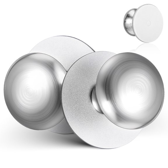 IMIKEYA 2Pcs Renter Friendly Cabinet Handles Plated Silver Self Stick Easy Mount for Door and Drawer