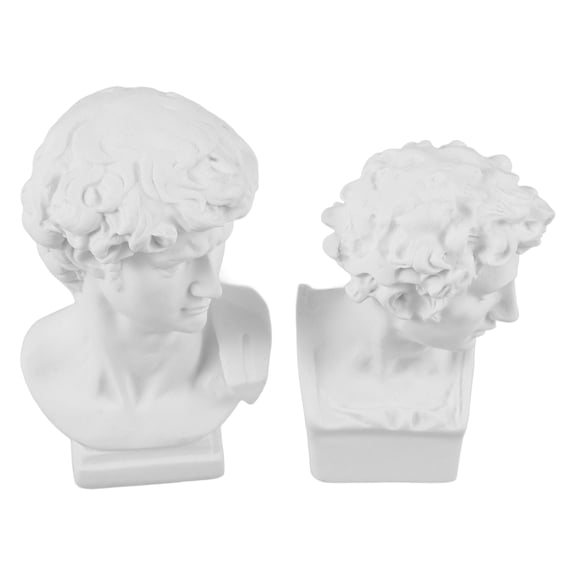 IMIKEYA Set of 2 Vintage White Bust Sculptures Decorative Statues for Bookshelf Home Office Decor