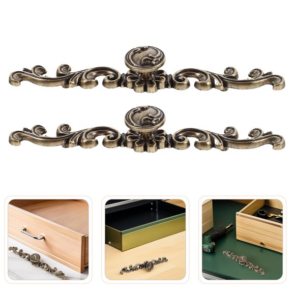 IMIKEYA Vintage Cabinet Knobs, Light Brown Zinc Alloy, Elegant Home Decor, Easy to Grip, 2Pcs