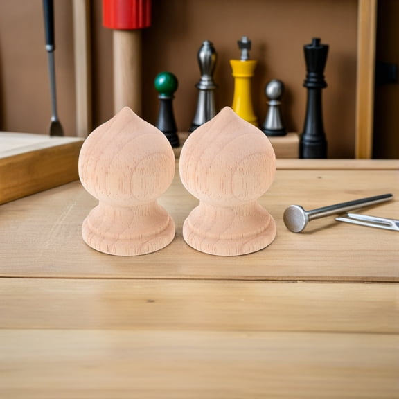 IMIKEYA 2Pcs Vintage Style Beige Wooden Baluster Finials for Staircase and Fence Posts