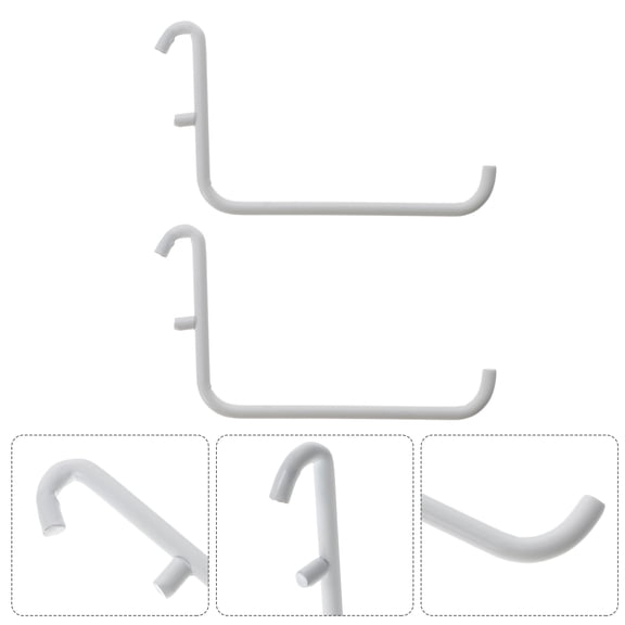 IMIKEYA 2Pcs White Pegboard Hanging Hooks Metal Shelf Hooks for Efficient Space Saving Display