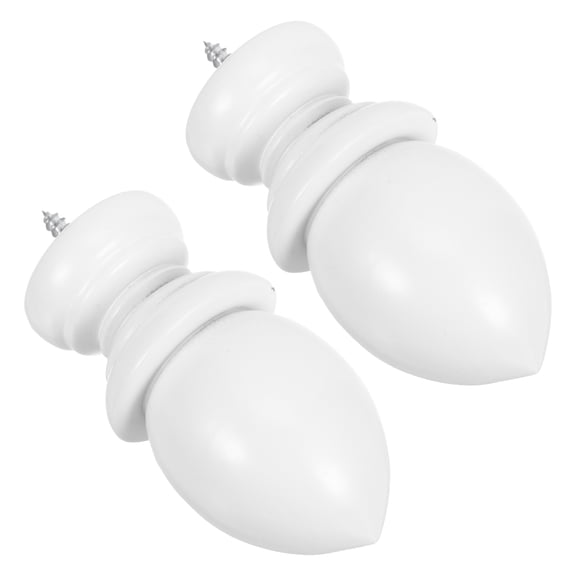 IMIKEYA 2Pcs White Wood Finials for Curtain Rods Decorative Replacement End Caps with Scratch Resistant Finish