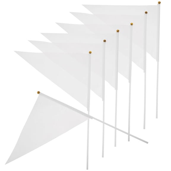 IMIKEYA 30pcs Hand Waving Flag White Polyester Hand Hold Banners for Events