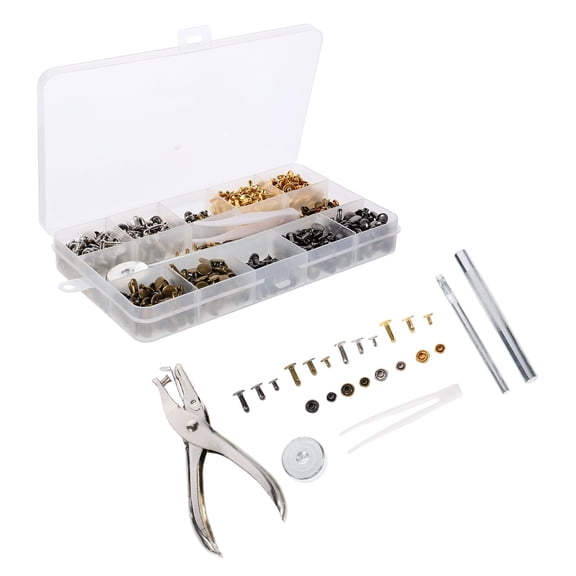 IMIKEYA Double-Sided Rivet Tool Kit with Plated Brass Rivets for Clothing, Handbags, Shoes and Craft Projects