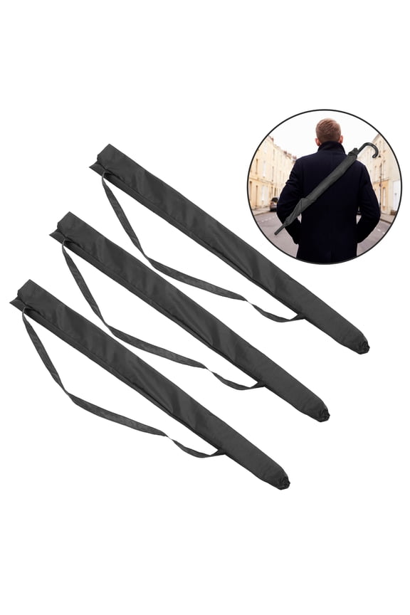 3Pcs Long Umbrella Storage Bag Black Polyester Material Adjustable Shoulder Strap