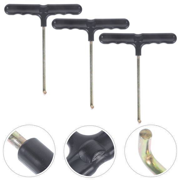 IMIKEYA 3Pcs Black Trampoline Spring Puller with Integrated Handle Sturdy Metal Hook for Outdoor Use