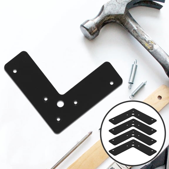 IMIKEYA 4Pcs Black Metal Corner Braces Heavy Duty L Shaped Flat Angle Brackets for Wood Cabinets