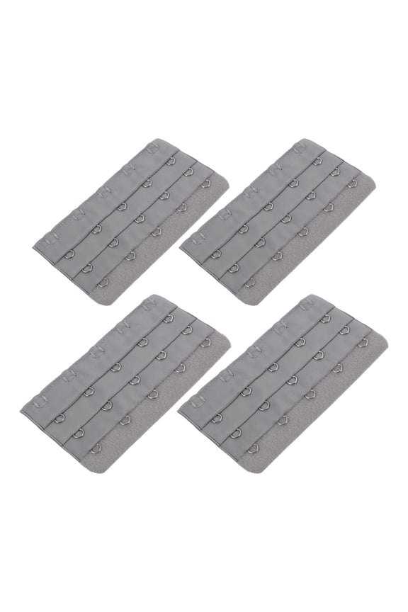 4Pcs Buckle Extender Corset Extender 3 Rows 5 Hooks Nylon Grey Prolong Bra Lifetime Women Daily Wear