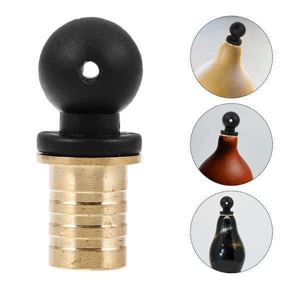 IMIKEYA 4Pcs Decorative Wine Gourd Bottle Caps with Brass Stopper for Wine Saver and Home Bar