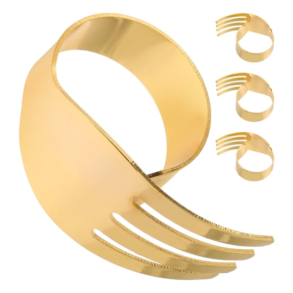 IMIKEYA Set of 4 Golden Metal Napkin Fork Shape Decorative Holders for Party Table Setting
