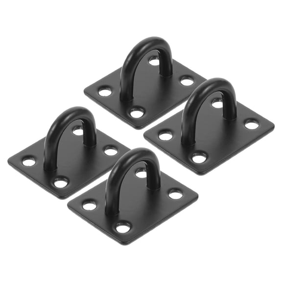 IMIKEYA 4Pcs Metal Pad Eye Hooks Black Ceiling Mount Square Hooks for Swing Hanging and Hammock Setup