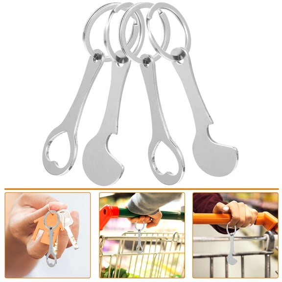 IMIKEYA 4-Pack Stainless Steel Shopping Cart Tokens with Keychain Holder for Convenient and Easy Access