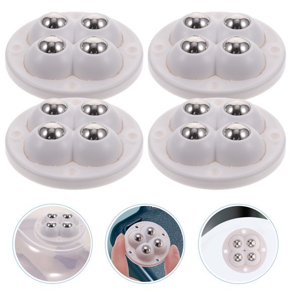 IMIKEYA 4Pcs Stick On Casters Round White Stainless Steel for Kitchen Utensils
