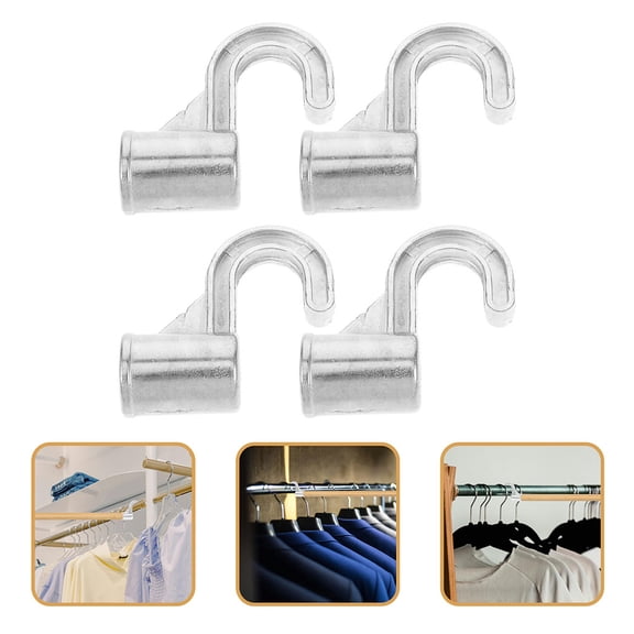 IMIKEYA 4Pcs Tension Rod Holders Aluminum Alloy Closet Rod Brackets Plated Silver Suitable for Various Rooms