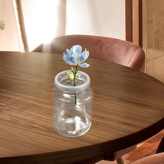 IMIKEYA 4-Pack Jar Lids with Smooth Metal Flower Frog Insert and Rounded Edge Design