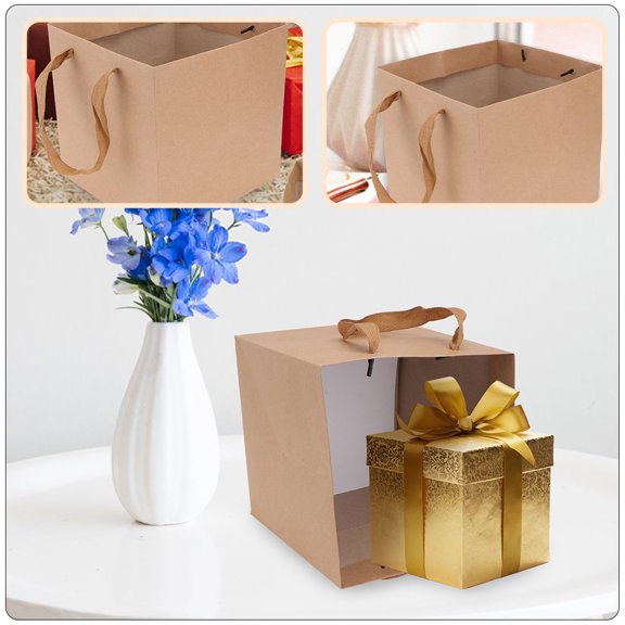 IMIKEYA 6Pcs Brown Kraft Paper Packaging Bag Strong Square Design for and Food Storage