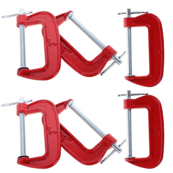 IMIKEYA 6Pcs Heavy Duty Metal G Clamp for Home Use Durable Red Finish with Fastening Screws
