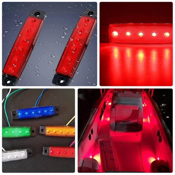 IMIKEYA 6Pcs Marine Boat Interior Lights Red Waterproof Utility Strip Lights for Boat Decoration